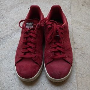 Red Suede Stan Smith Sneakers.